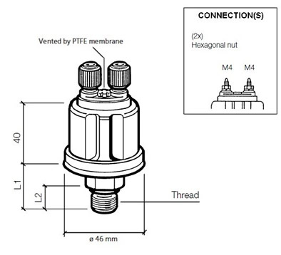 VDO Pressure sender 0-16 Bar - M14